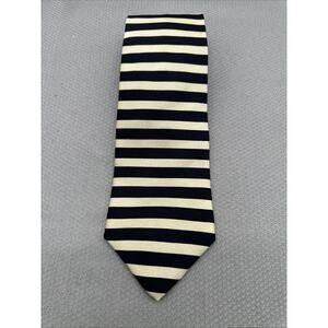 Umberto Bossi Roma Milano Dark Blue White 100% Silk Neck Tie